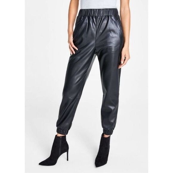NWT INC Faux Leather Jogger Pants Black Small - Picture 2 of 13